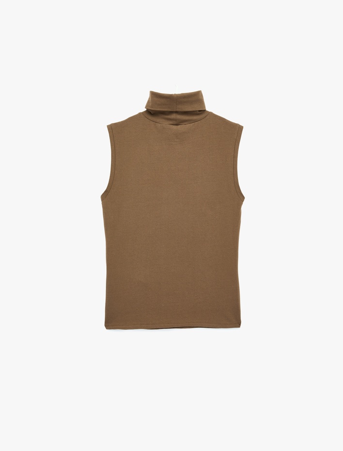  Pamuklu Slim Fit Kolsuz Dik Yaka Bluz