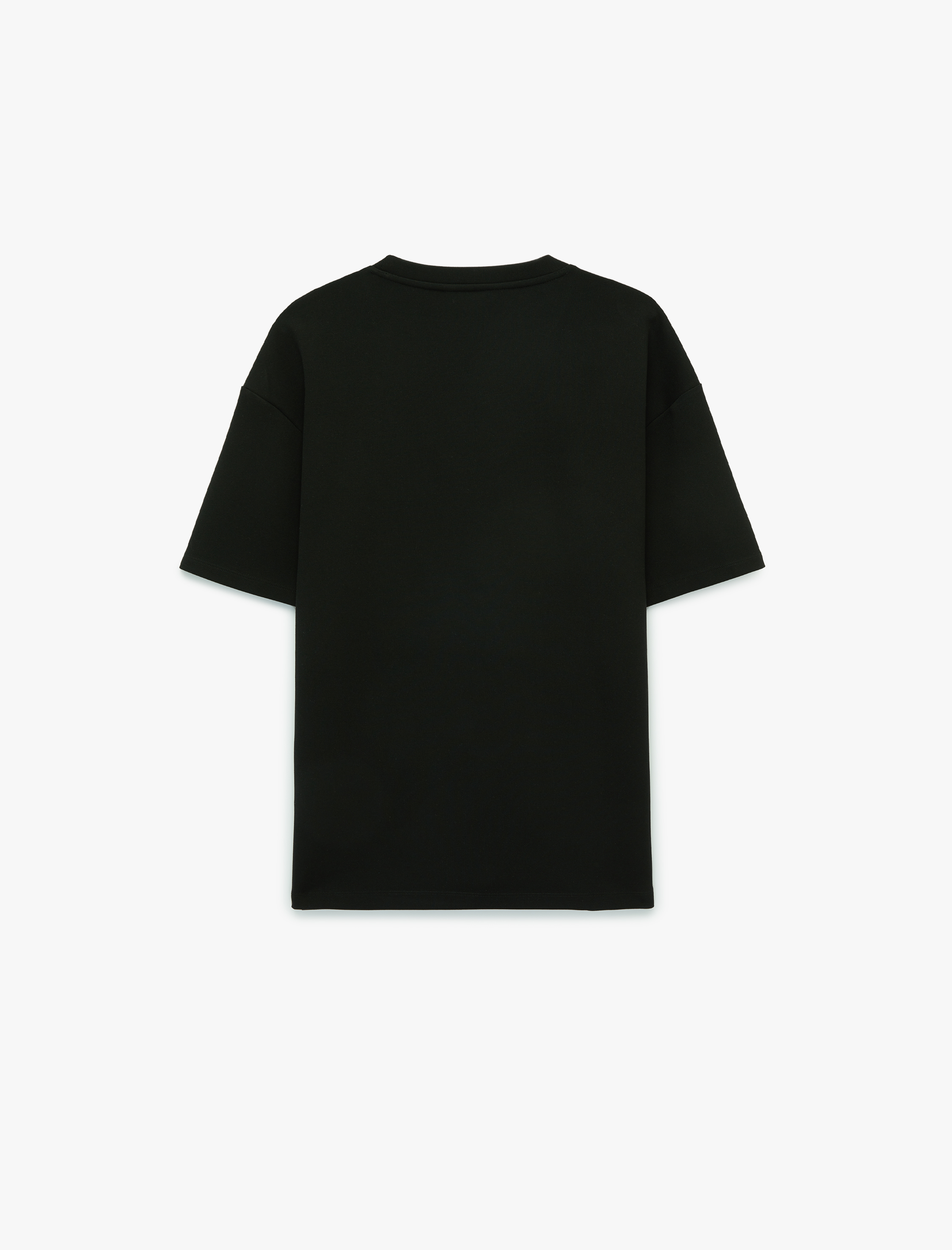   Rahat Kalıp Kısa Kollu Bisiklet Yaka Baskılı Viskon Spor Tişört