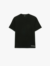 Rahat Kalıp Kısa Kollu Bisiklet Yaka Baskılı Viskon Spor Tişört