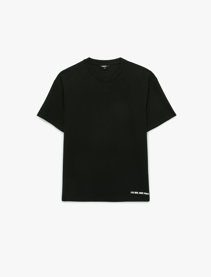  Rahat Kalıp Kısa Kollu Bisiklet Yaka Baskılı Viskon Spor Tişört