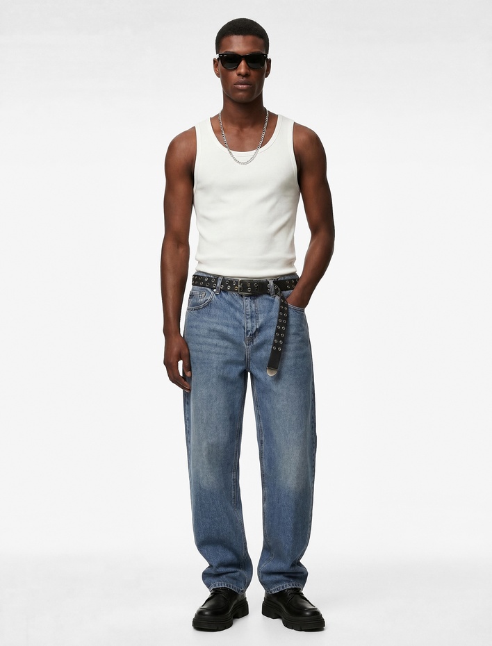  Kolsuz Pamuklu Bisiklet Yaka Slim Fit Atlet