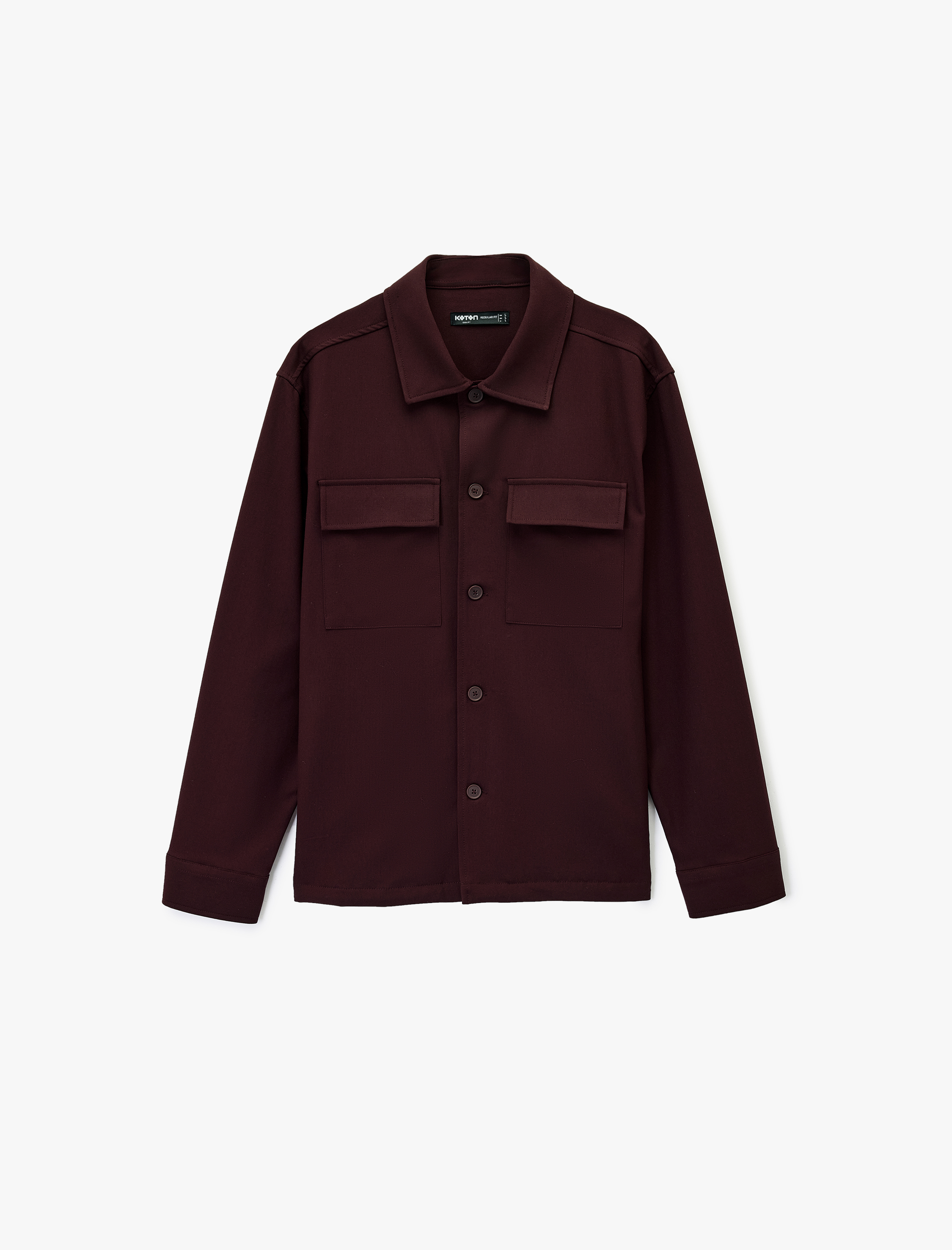   Regular Fit Viskon Karışımlı Kapaklı Cepli Klasik Yaka Uzun Kollu Gömlek Ceket