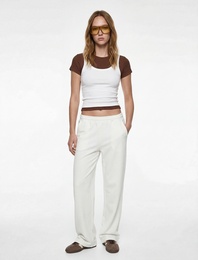Rahat Kalıp Beli Lastikli Cep Detaylı Geniş Paça Eşofman Altı