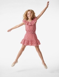 Fırfır Detaylı A Kesim Pötikare Mini Etek