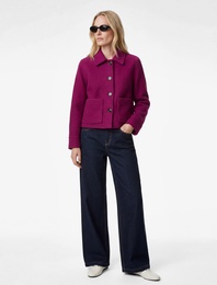 Cepli Uzun Kollu Oversize Crop Kaşe Ceket