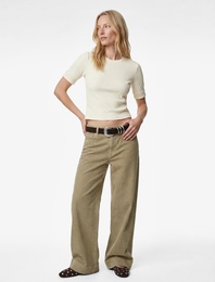 Viskon Kumaş Slim Fit Kısa Kollu Bisiklet Yaka Tişört