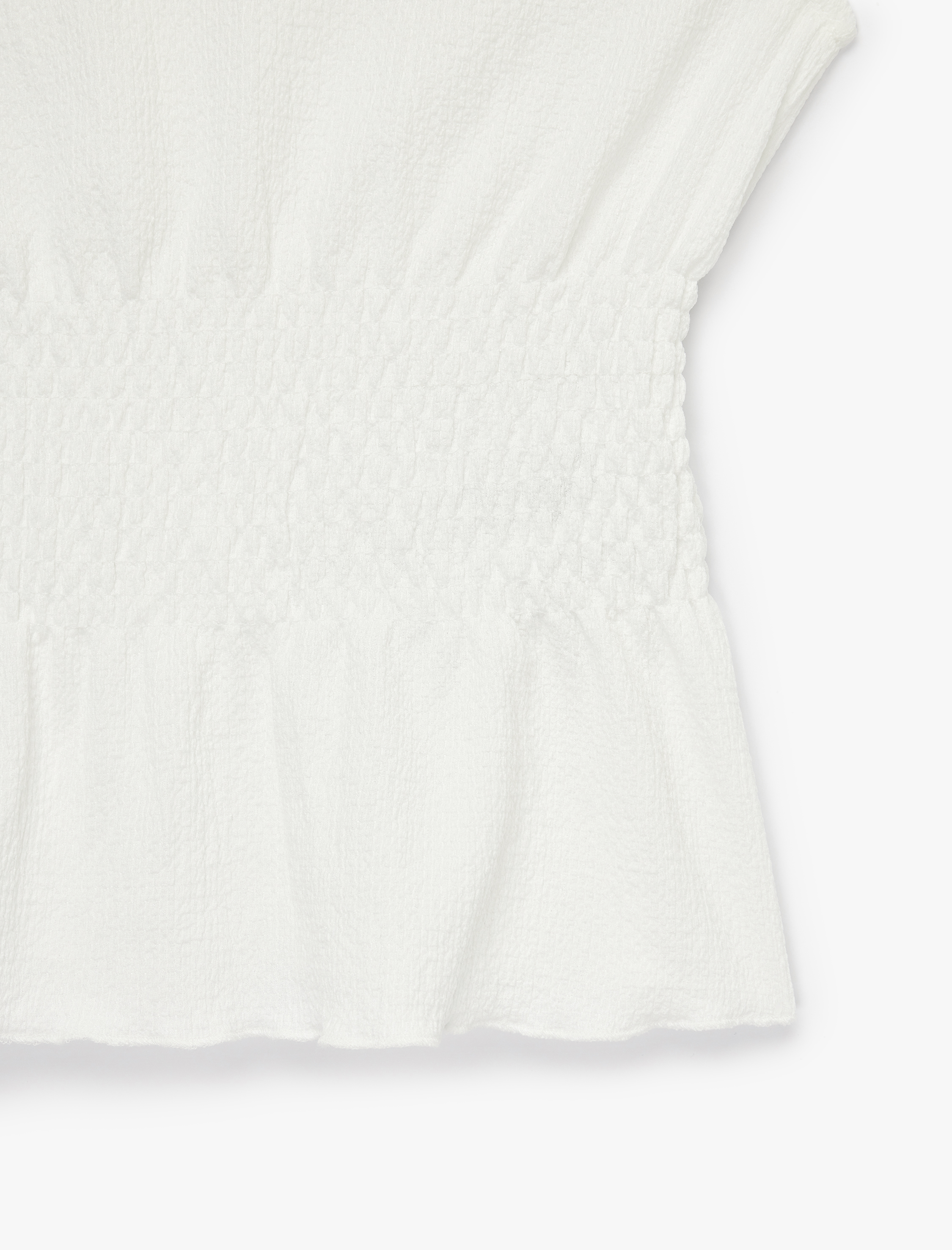   Bürümcük Kumaş Gipeli Kayık Yaka Fiyonk Detaylı Kolsuz Bluz