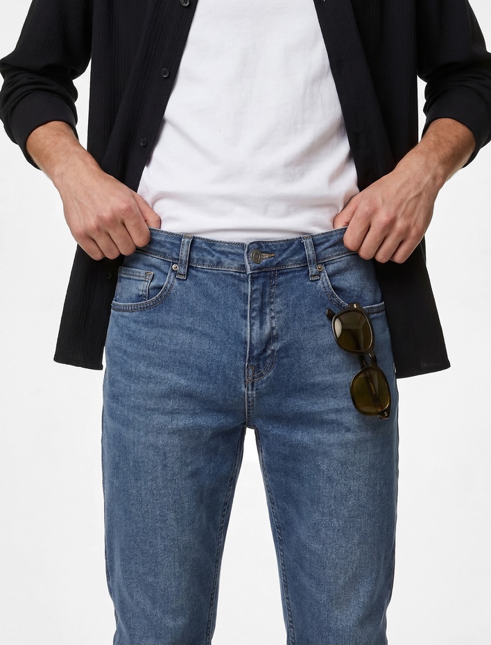  Normal Bel Dar Paça Pamuklu Skinny Fit Jean Pantolon - Michael Jean