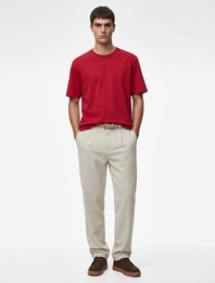 Duble Paça Cepli Beli Lastikli Düğmeli Pantolon