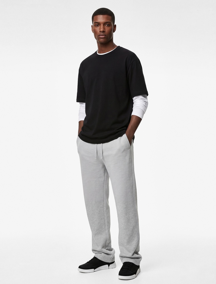  Şardonlu Cepli Rahat Kalıp Beli Bağcıklı Eşofman Altı