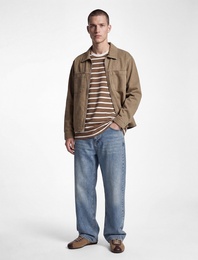 Pamuklu Uzun Kollu Cepli Klasik Yaka Fermuarlı Jean Gömlek Ceket