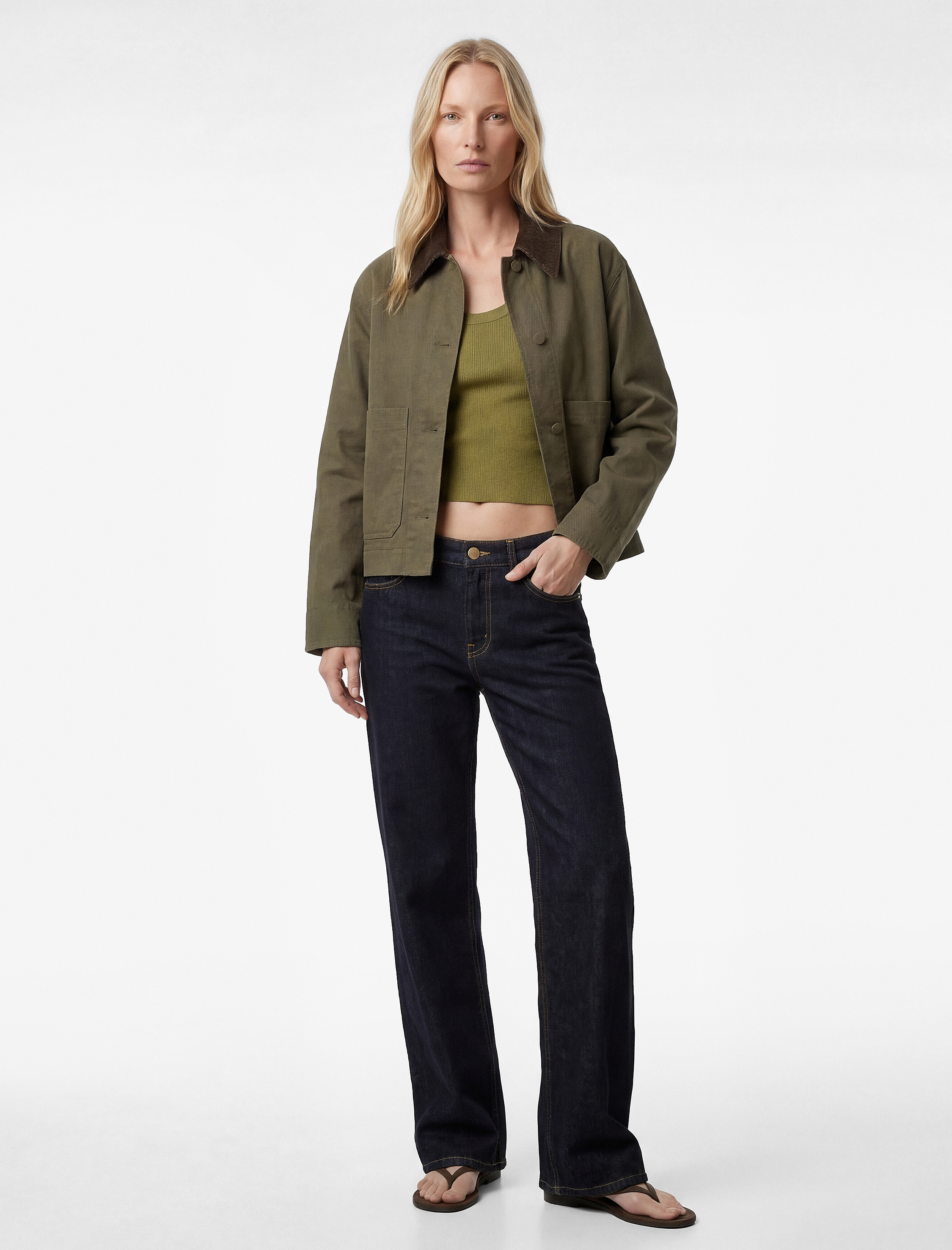   Normal Bel Uzun Düz Paça Pamuklu Denim Pantolon - Straight Fit Jean