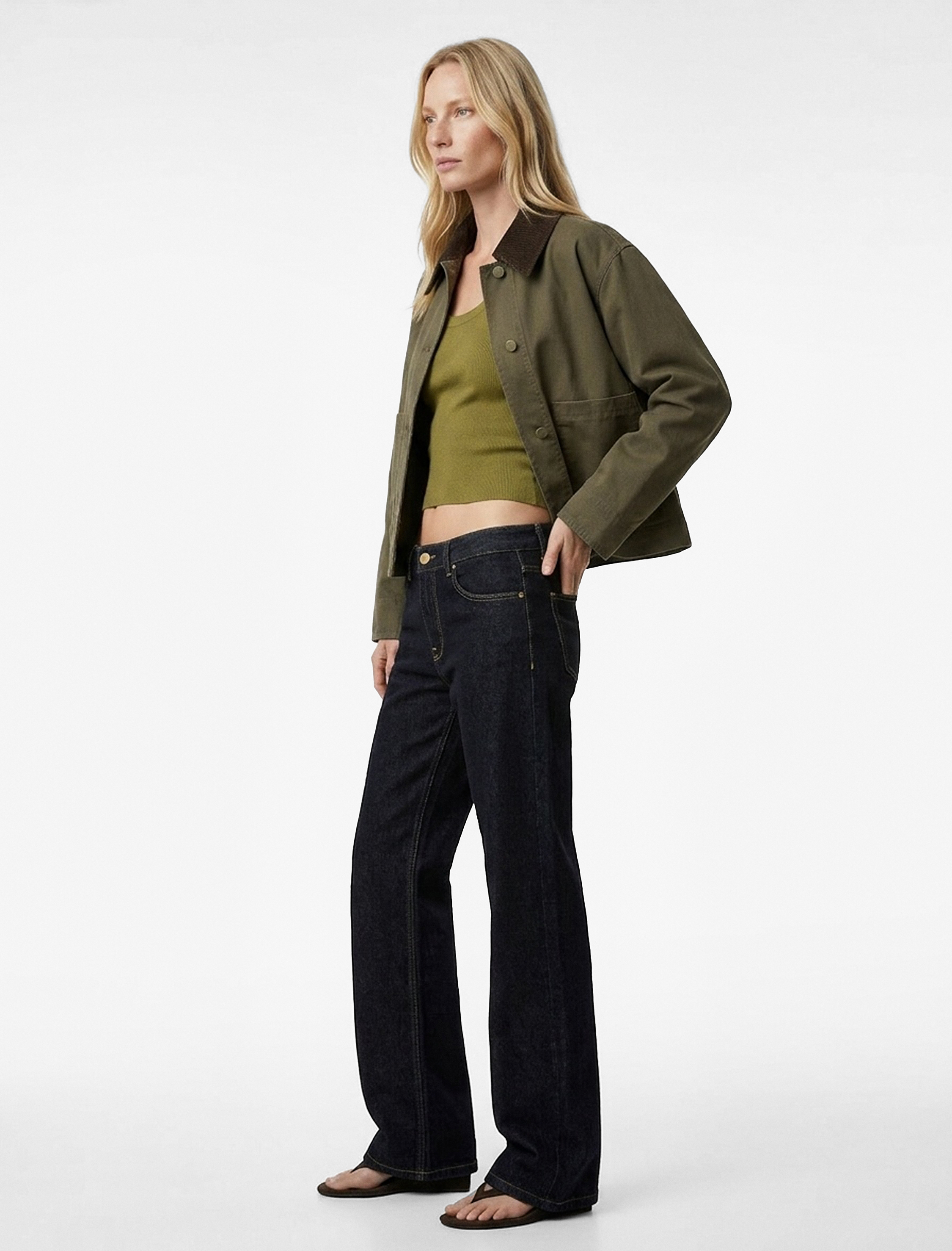   Normal Bel Uzun Düz Paça Pamuklu Denim Pantolon - Straight Fit Jean