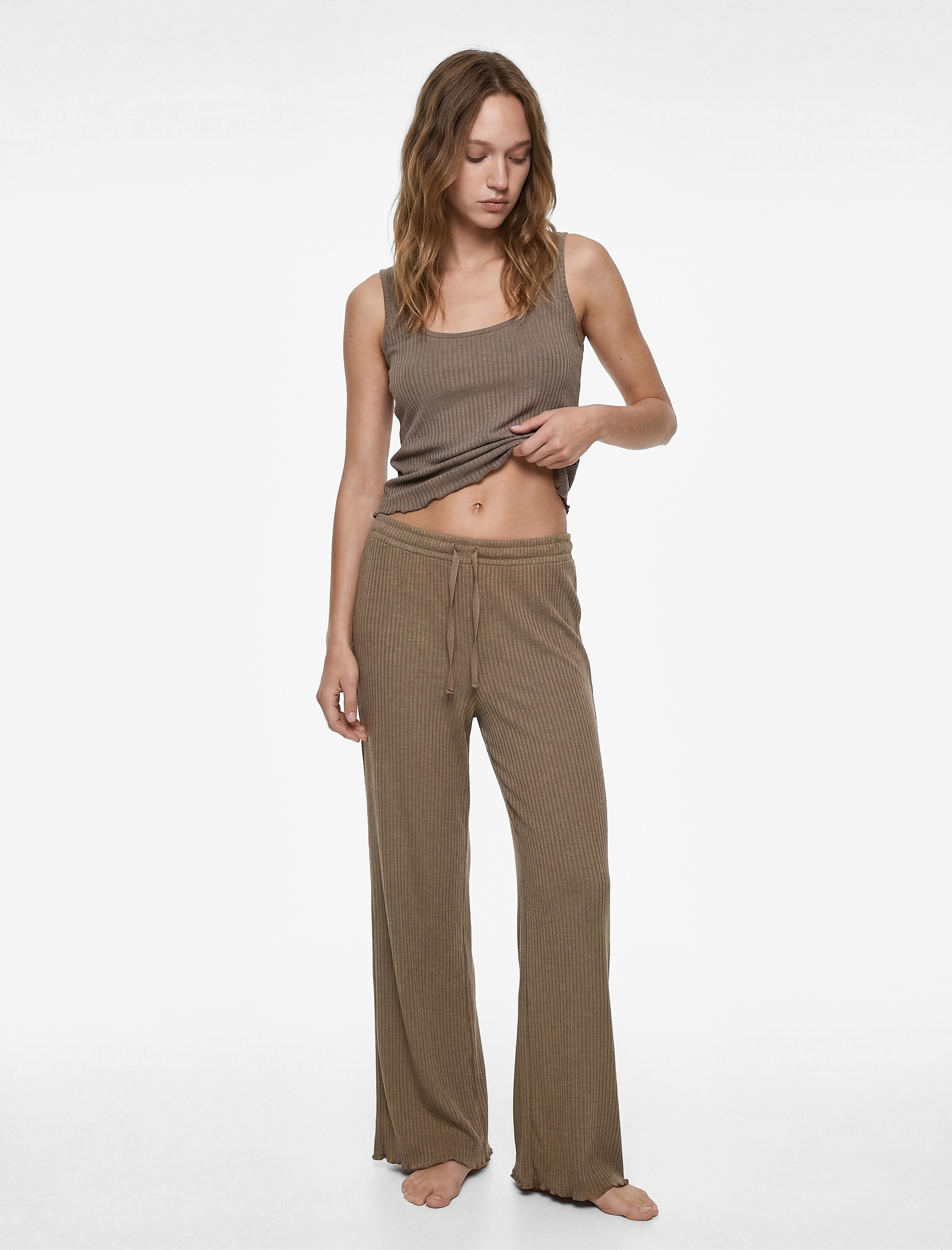   Viskon Karışımlı Beli Lastikli Pijama Altı