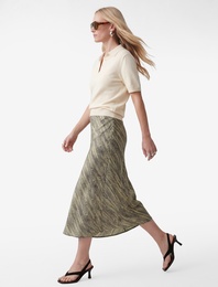 Viskon Standart Bel Soyut Desenli Midi Çan Etek