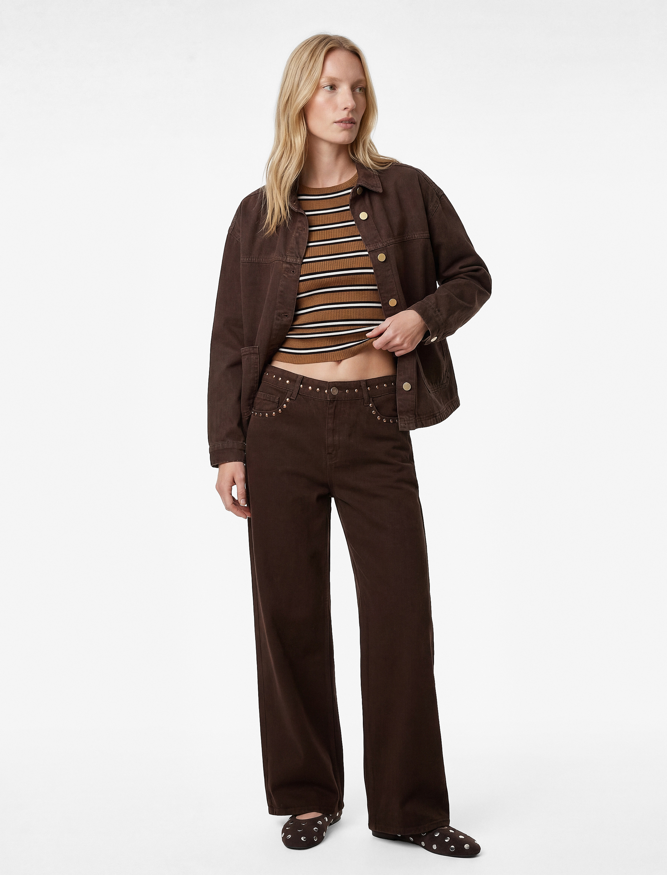   Rahat Kalıp Klasik Yaka Cep Detaylı Düğmeli Uzun Kollu Shacket