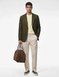 Viskon Karışımlı Düğmeli Cepli Pileli Kumaş Pantolon