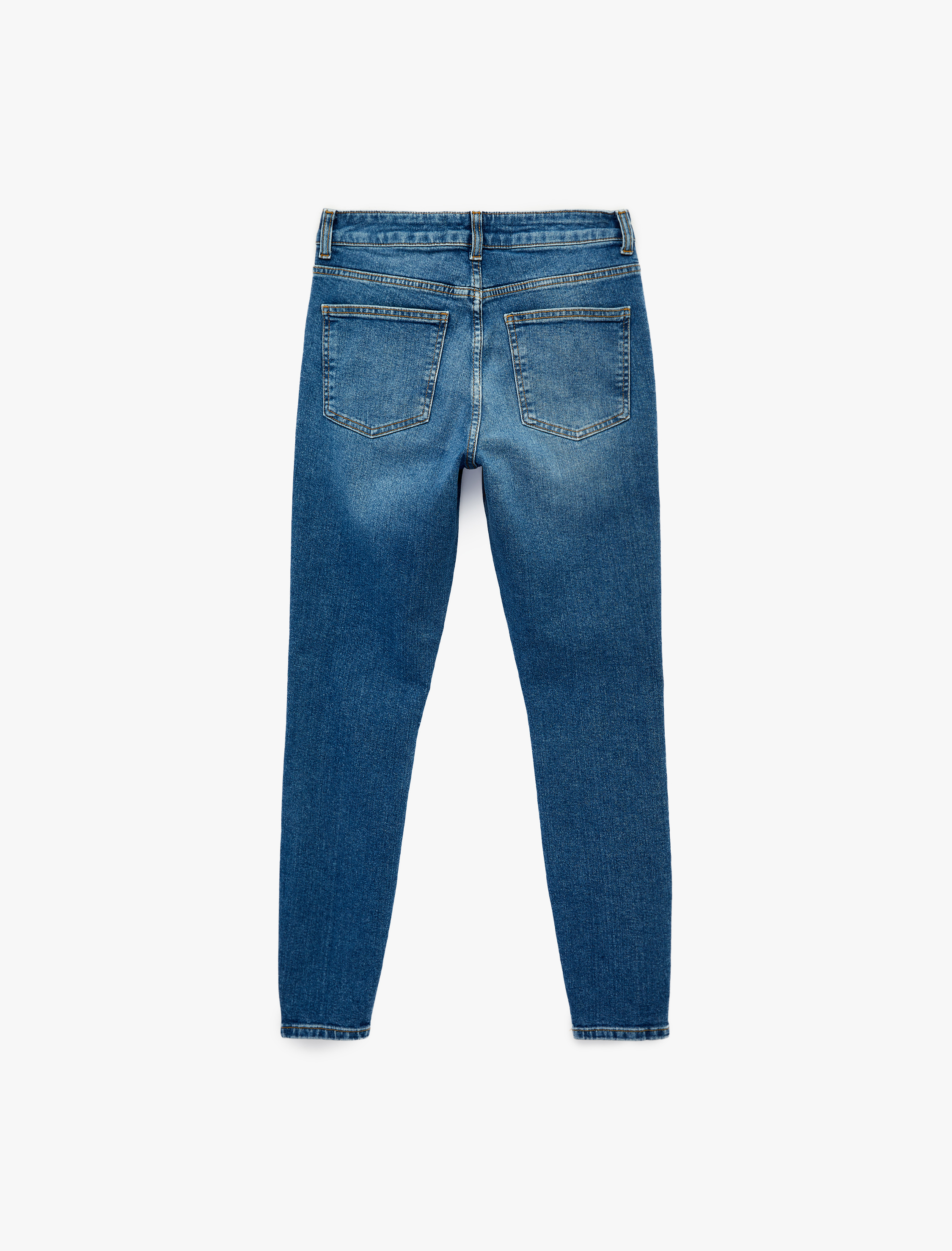   Yüksek Bel Pamuklu Düğmeli Dar Paça Skinny Denim Pantolon - Skinny Push Up Fit Jean