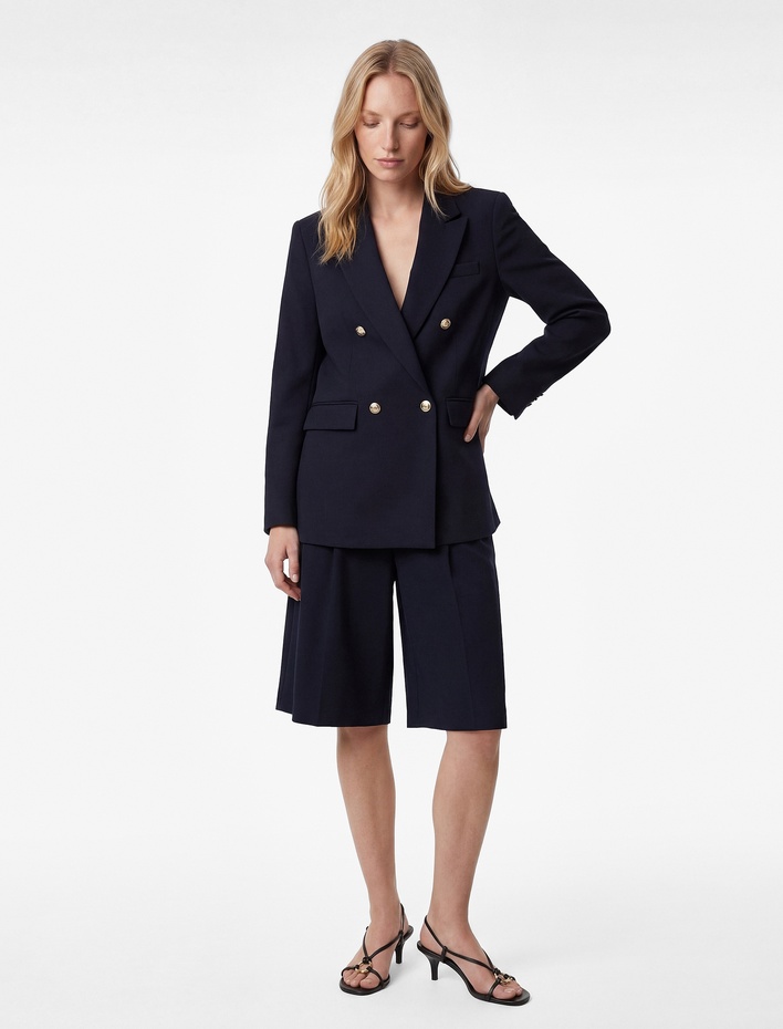  Yüksek Bel Düğmeli Metal Aksesuarlı Palazzo Şortolon