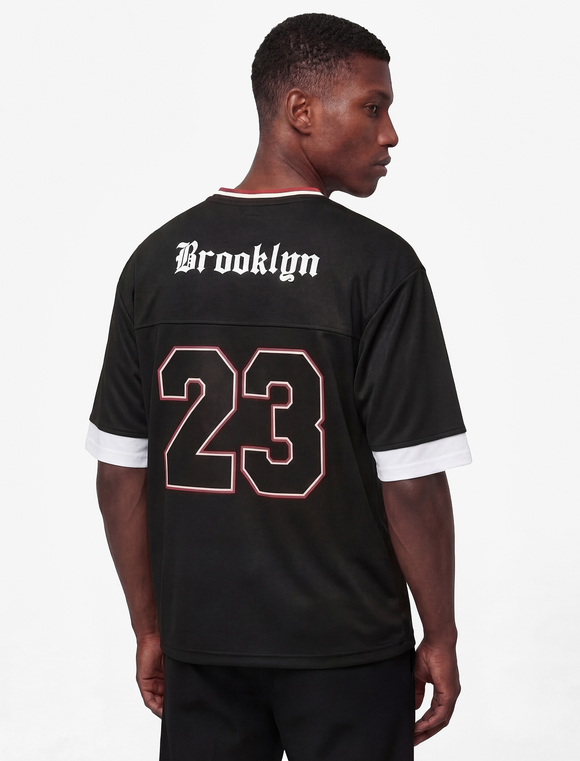   Kısa Kollu V Yaka Oversize Baskılı Spor Tişört