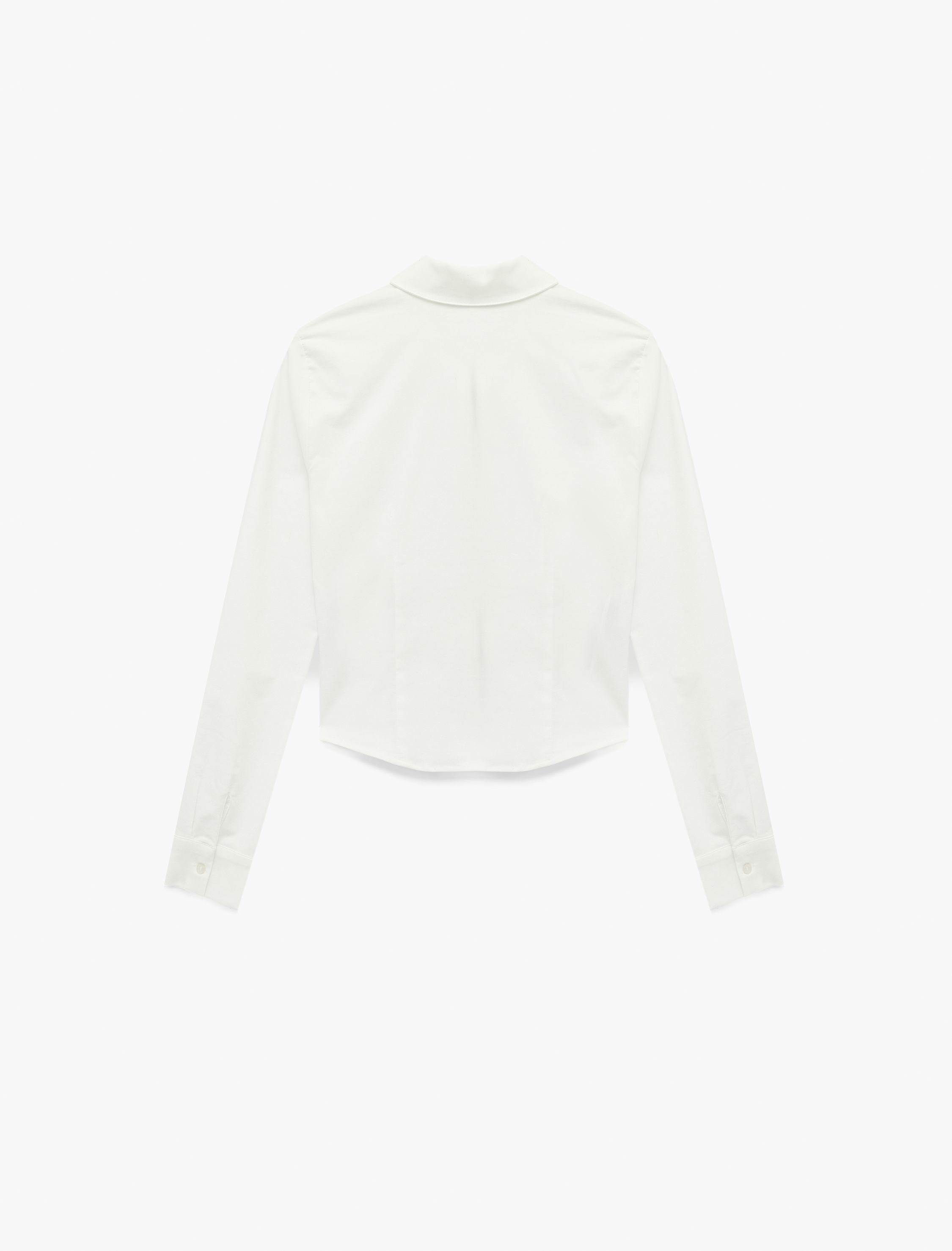 Uzun Kollu Fermuarlı Slim Fit Crop Gömlek - Görsel 4