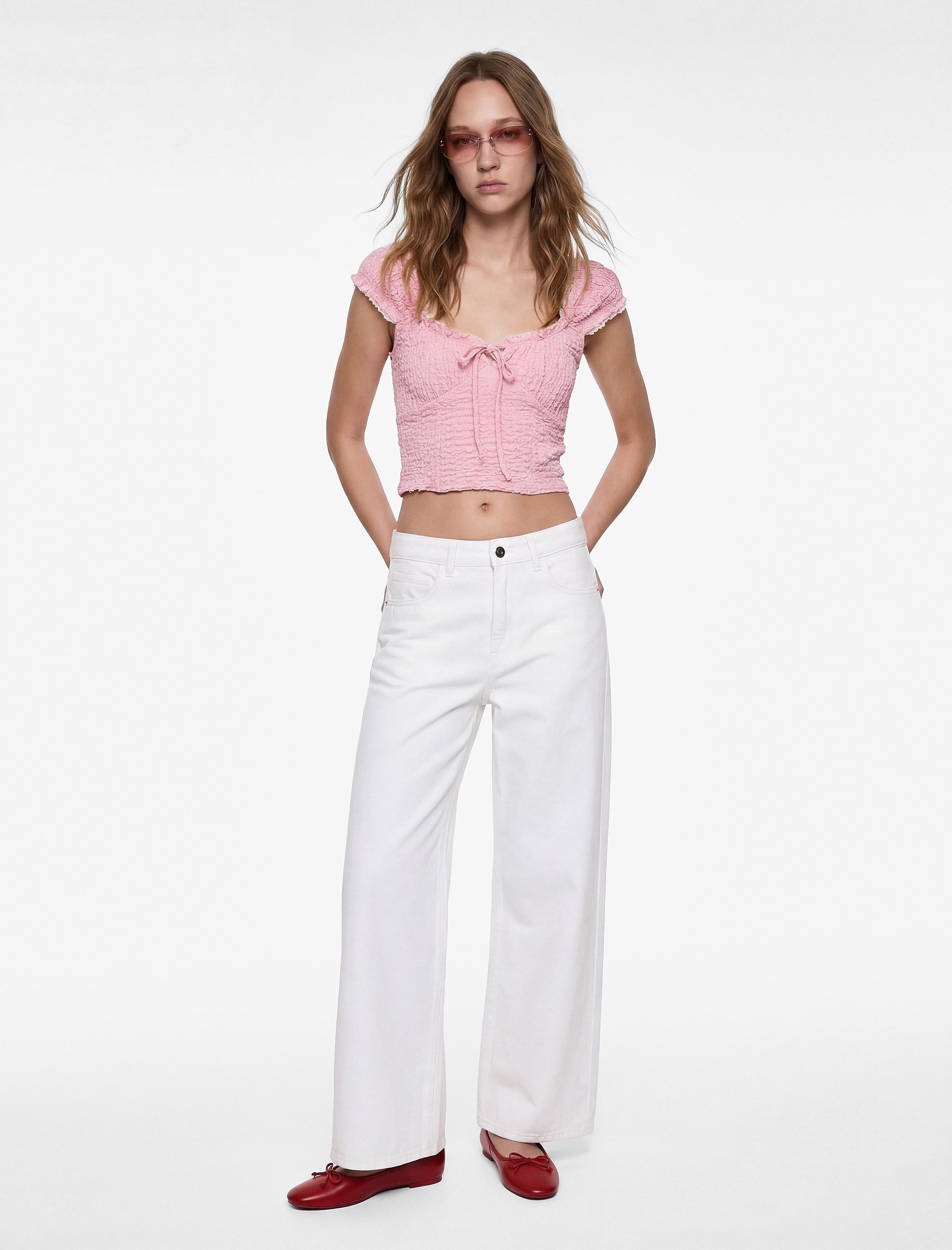   Bürümcük V Yaka Kısa Kollu Slim Fit Bluz