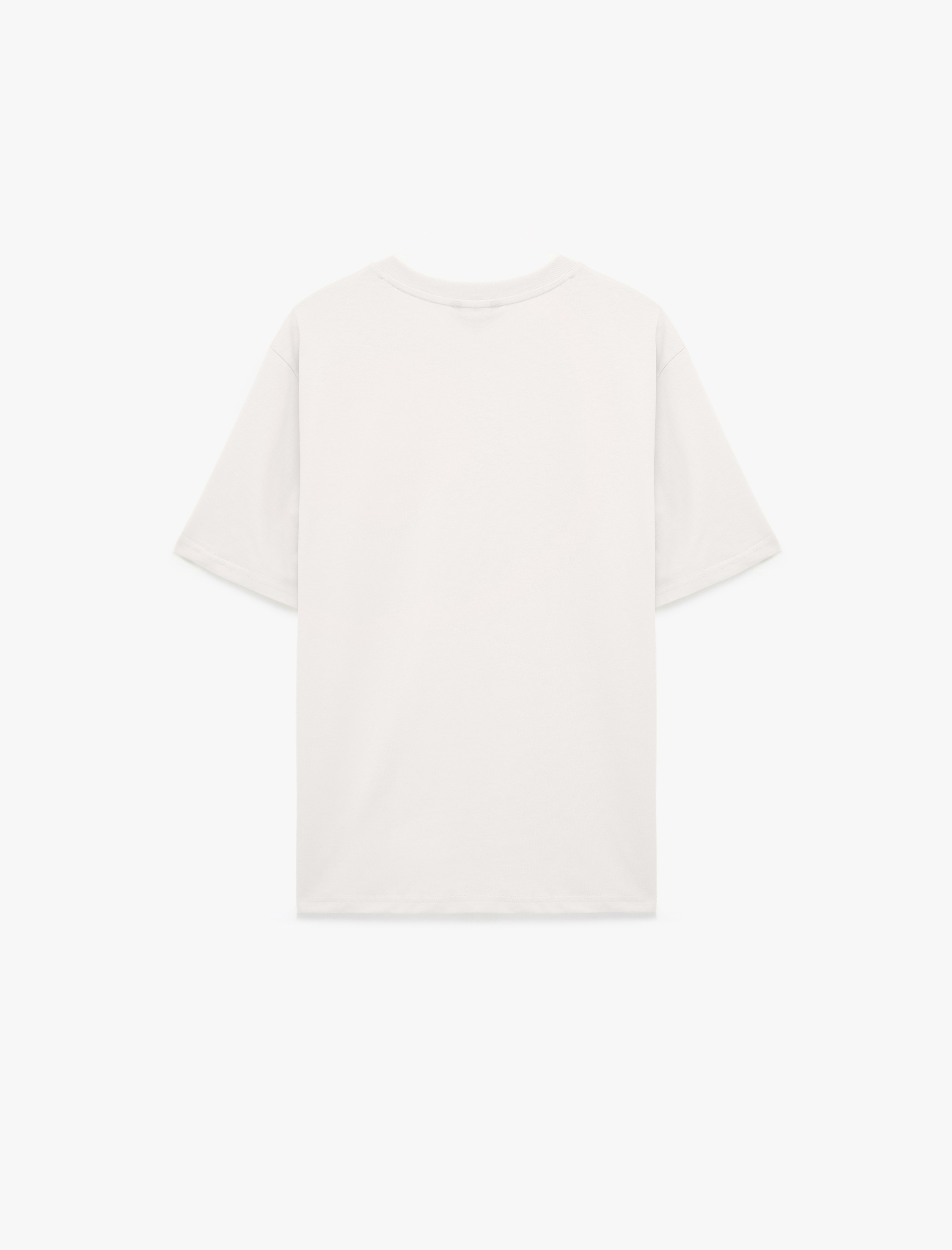   Regular Fit Kısa Kollu Pamuklu Bisiklet Yaka Baskılı Tişört