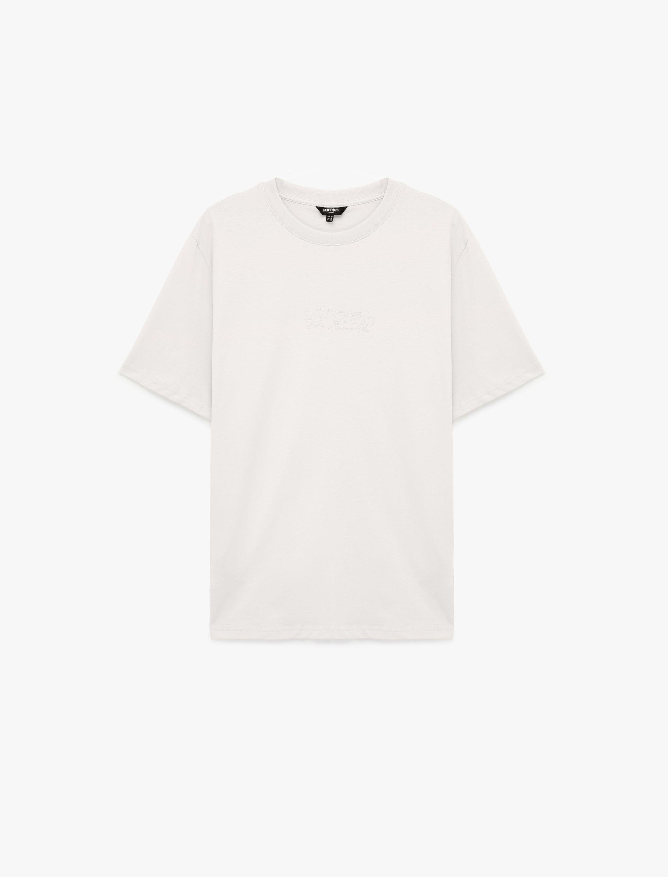   Regular Fit Kısa Kollu Pamuklu Bisiklet Yaka Baskılı Tişört