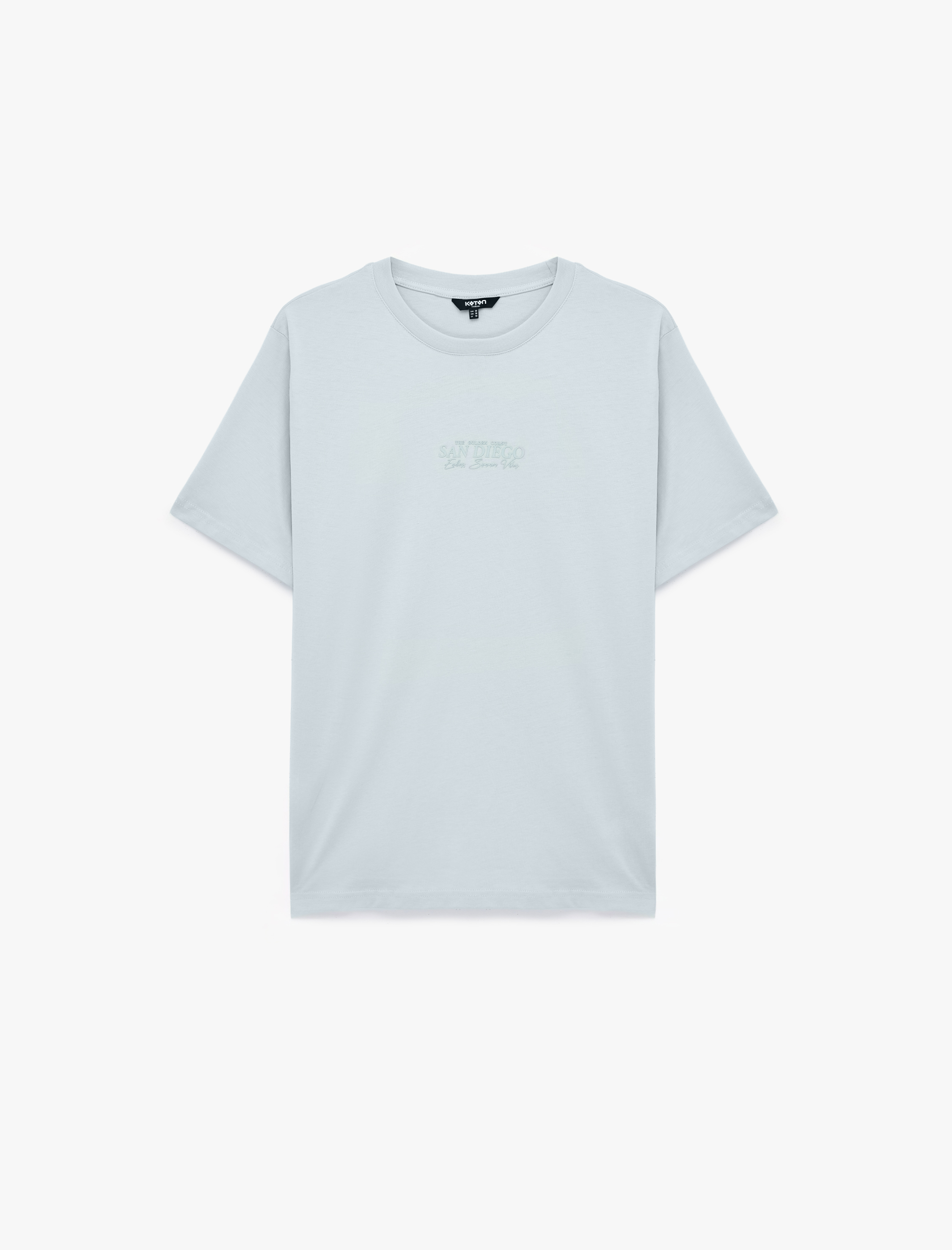   Regular Fit Kısa Kollu Pamuklu Bisiklet Yaka Baskılı Tişört