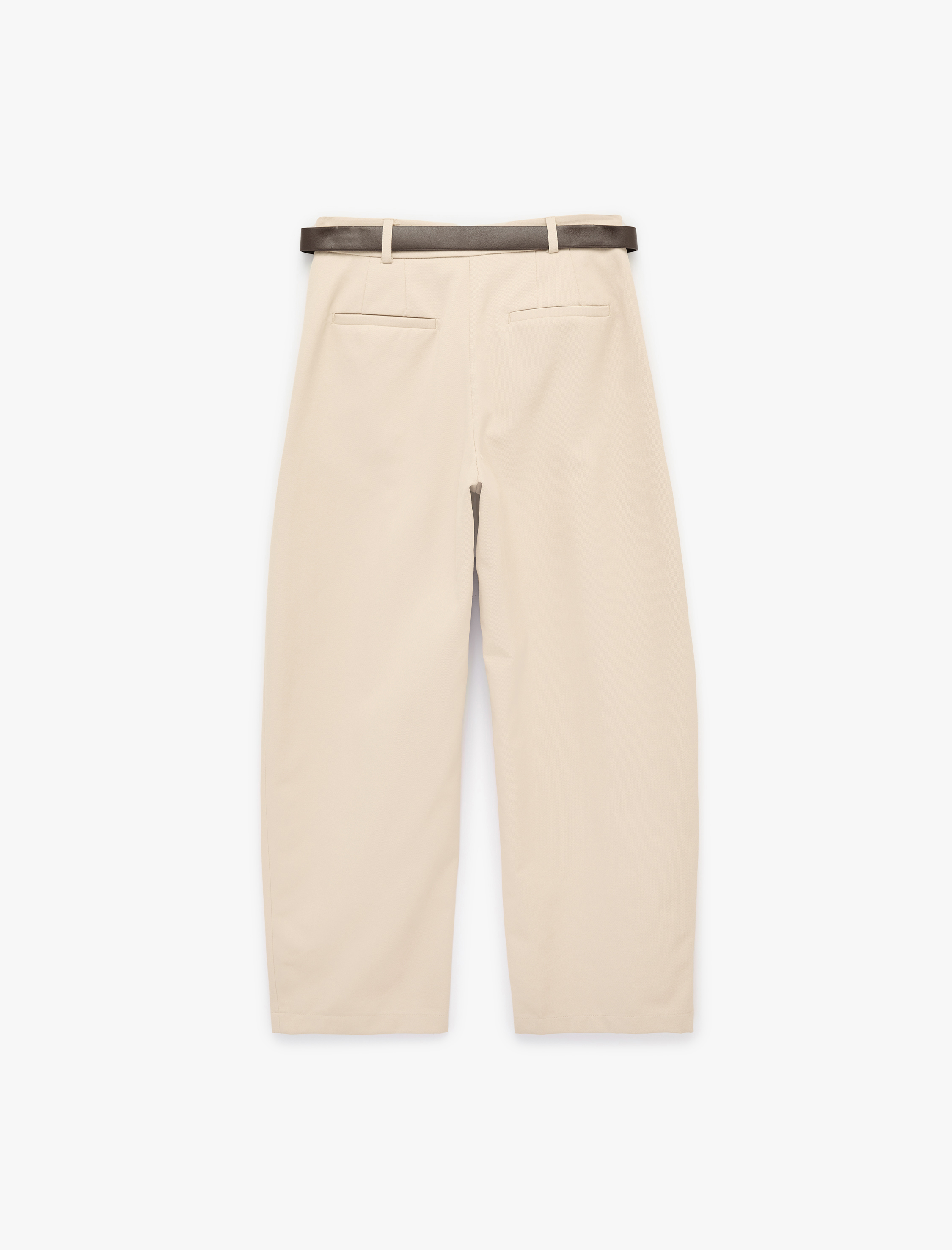   Yüksek Bel Kemer Detaylı Cep Detaylı Pileli Balon Pantolon