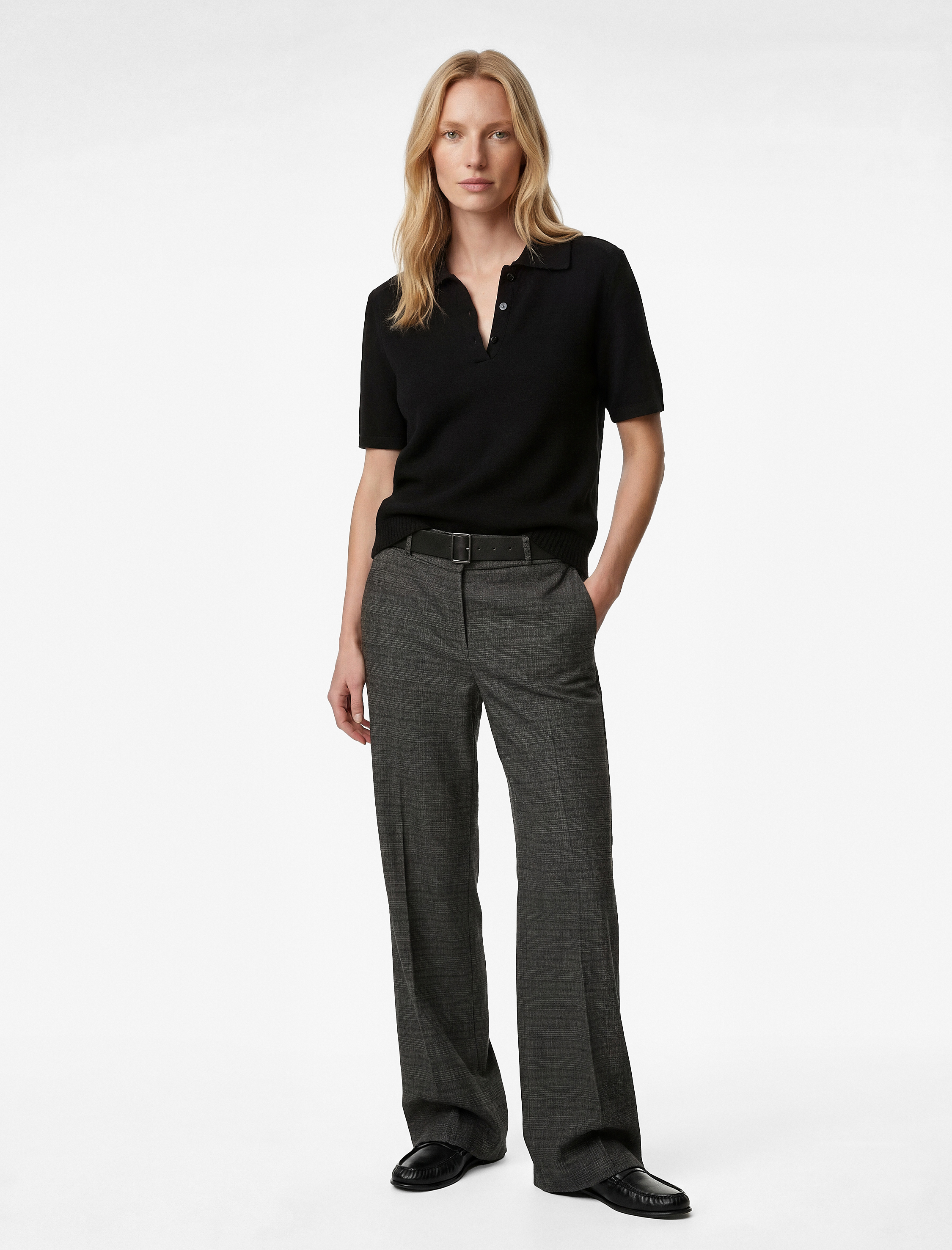   Cepli Bol Paça Kemerli Ekose Kumaş Pantolon