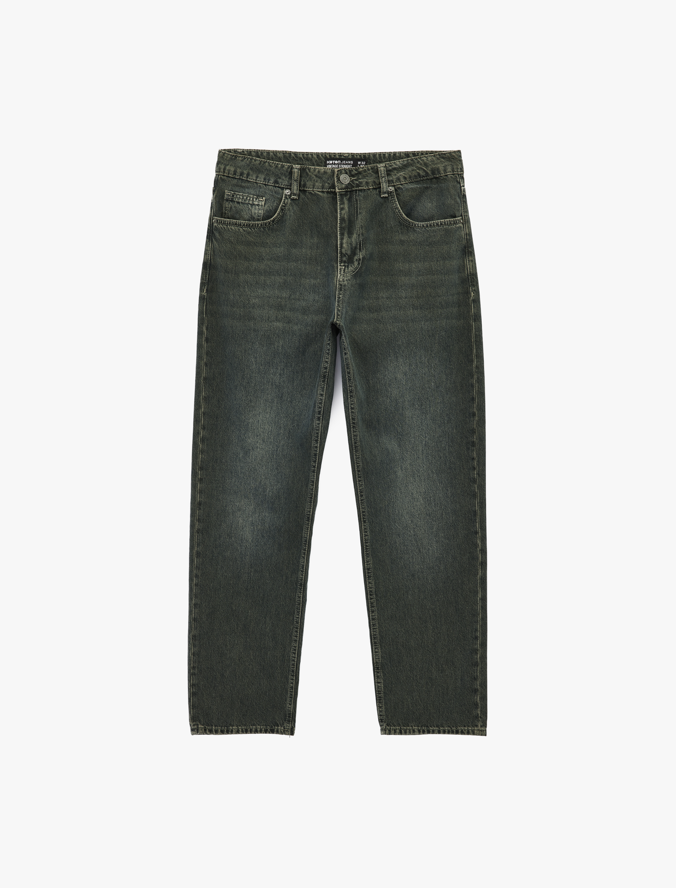   Pamuklu Düz Paça Vintage Straight Fit Jean Pantolon