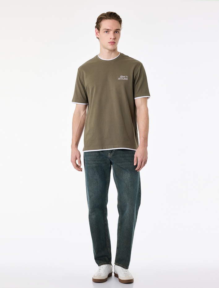  Pamuklu Düz Paça Vintage Straight Fit Jean Pantolon