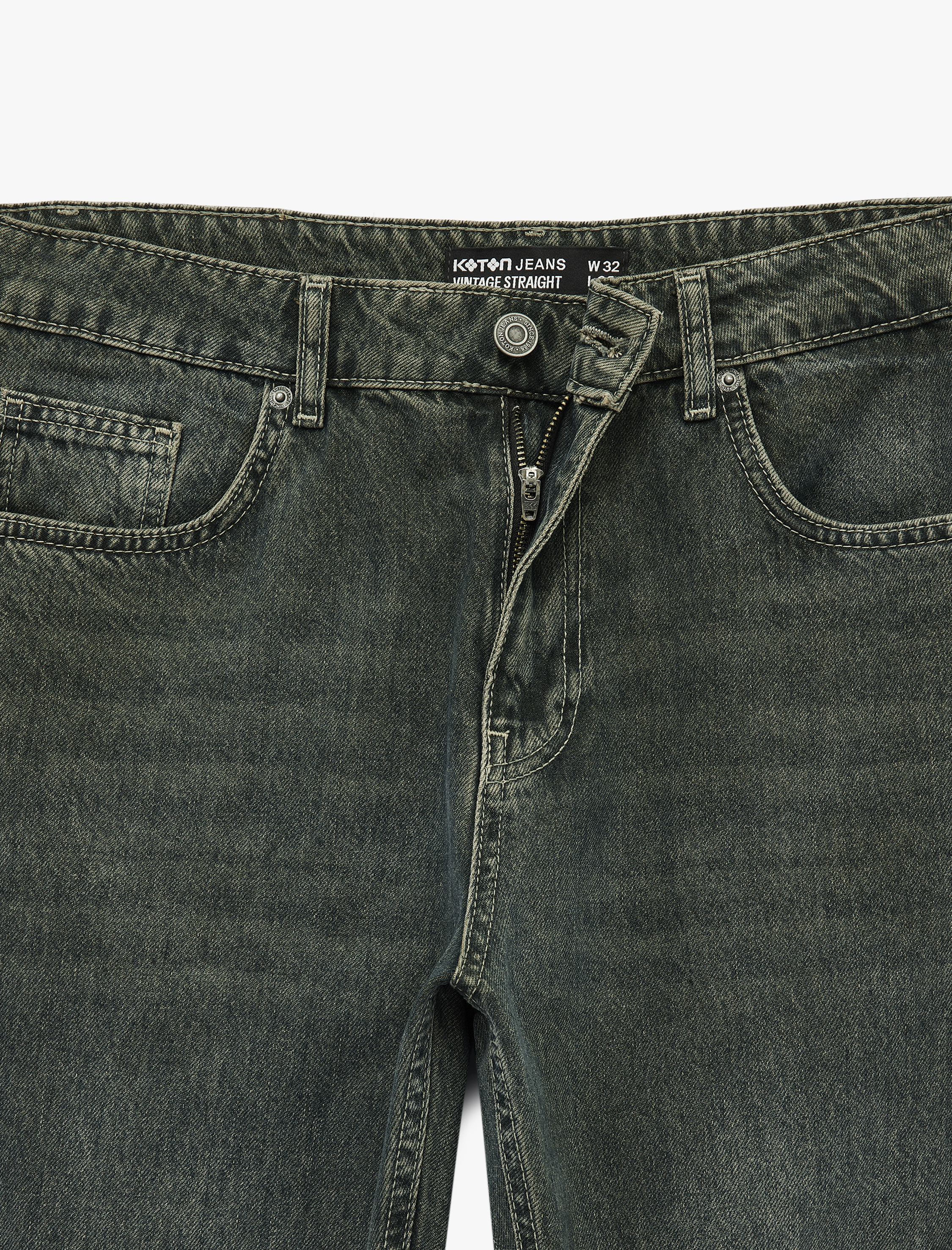   Pamuklu Düz Paça Vintage Straight Fit Jean Pantolon