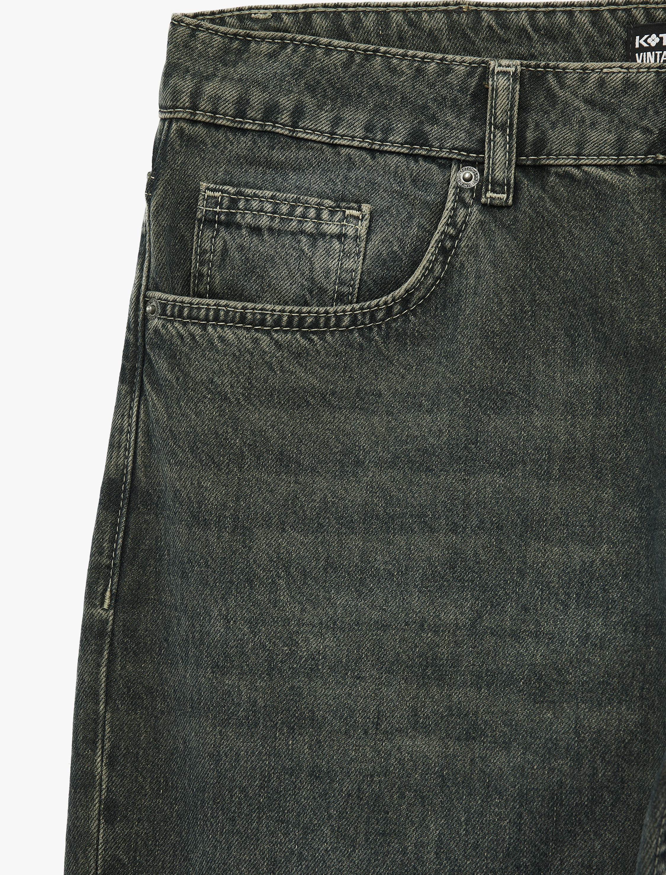   Pamuklu Düz Paça Vintage Straight Fit Jean Pantolon