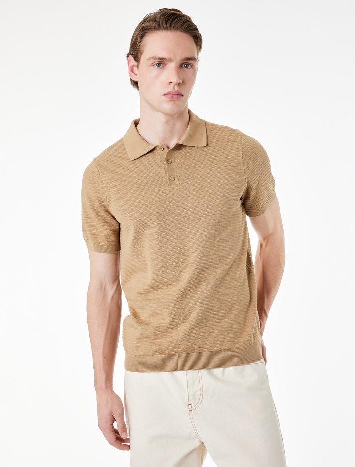  Regular Fit Pamuklu Polo Yaka Kısa Kollu Triko Tişört