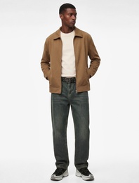 Regular Fit Uzun Kollu Cepli Gömlek Yaka Fermuarlı Mevsimlik Ceket