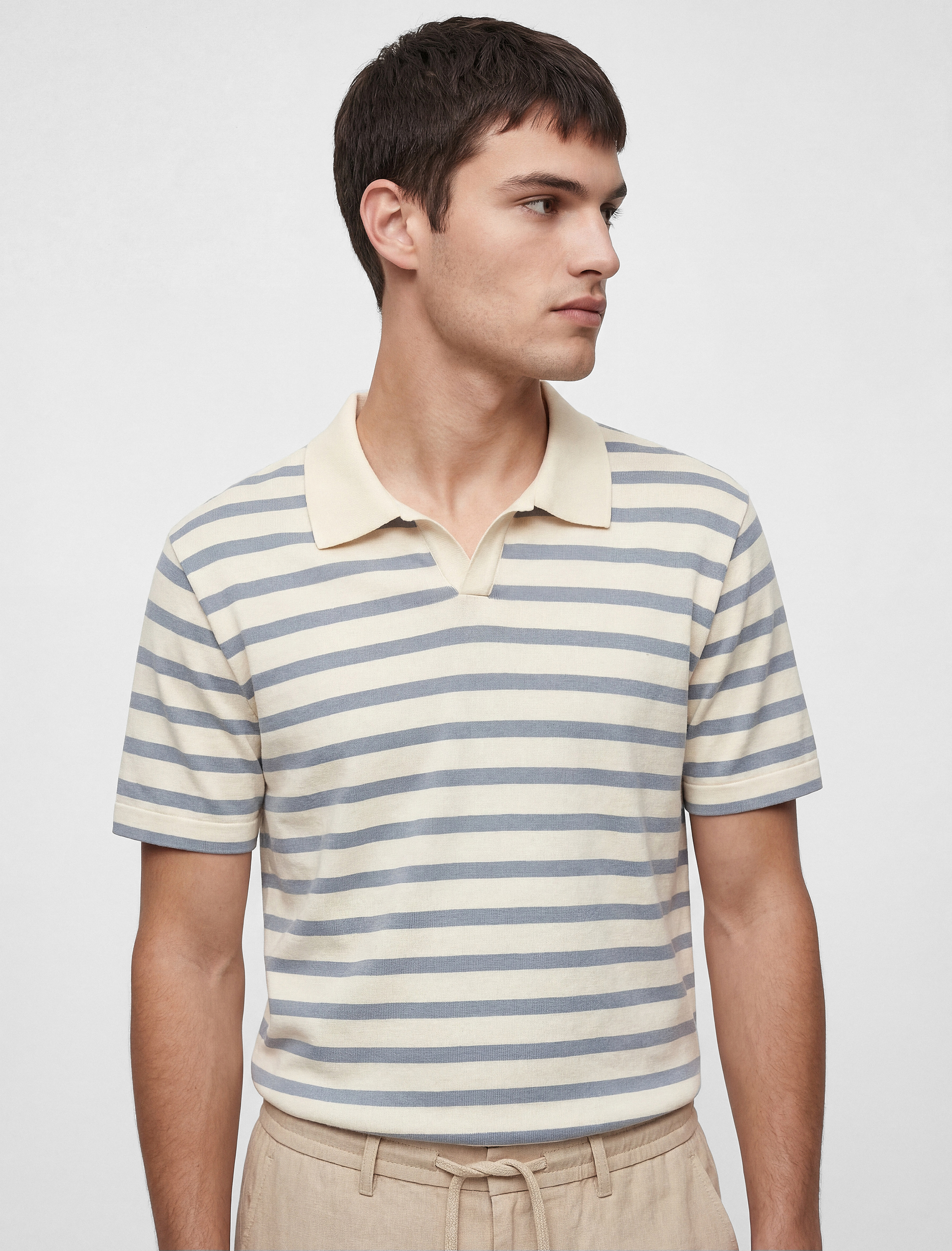   Regular Fit Kısa Kollu Polo Yaka Çizgili Tişört