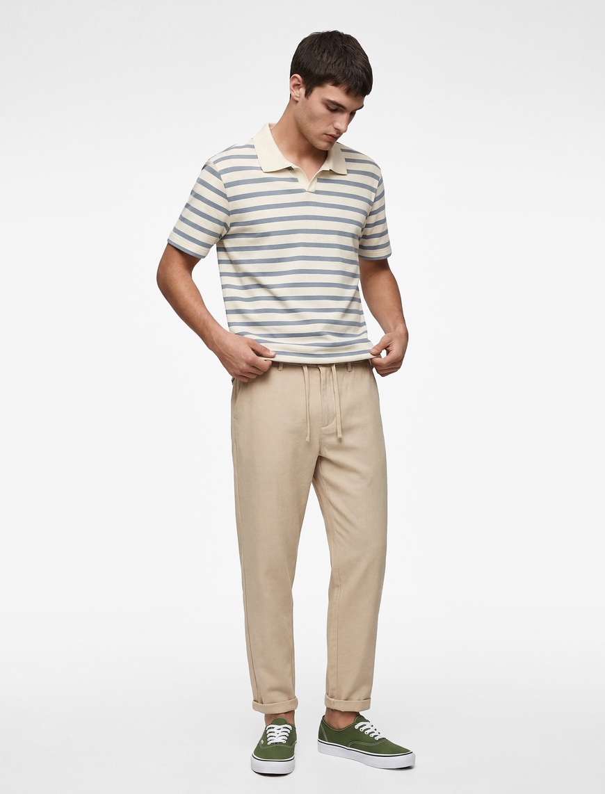 Koton Erkek Regular Fit Kısa Kollu Polo Yaka Çizgili T-Shirt