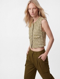 Bisiklet Yaka Kolsuz Düğmeli Cep Detaylı Tüvit Yelek