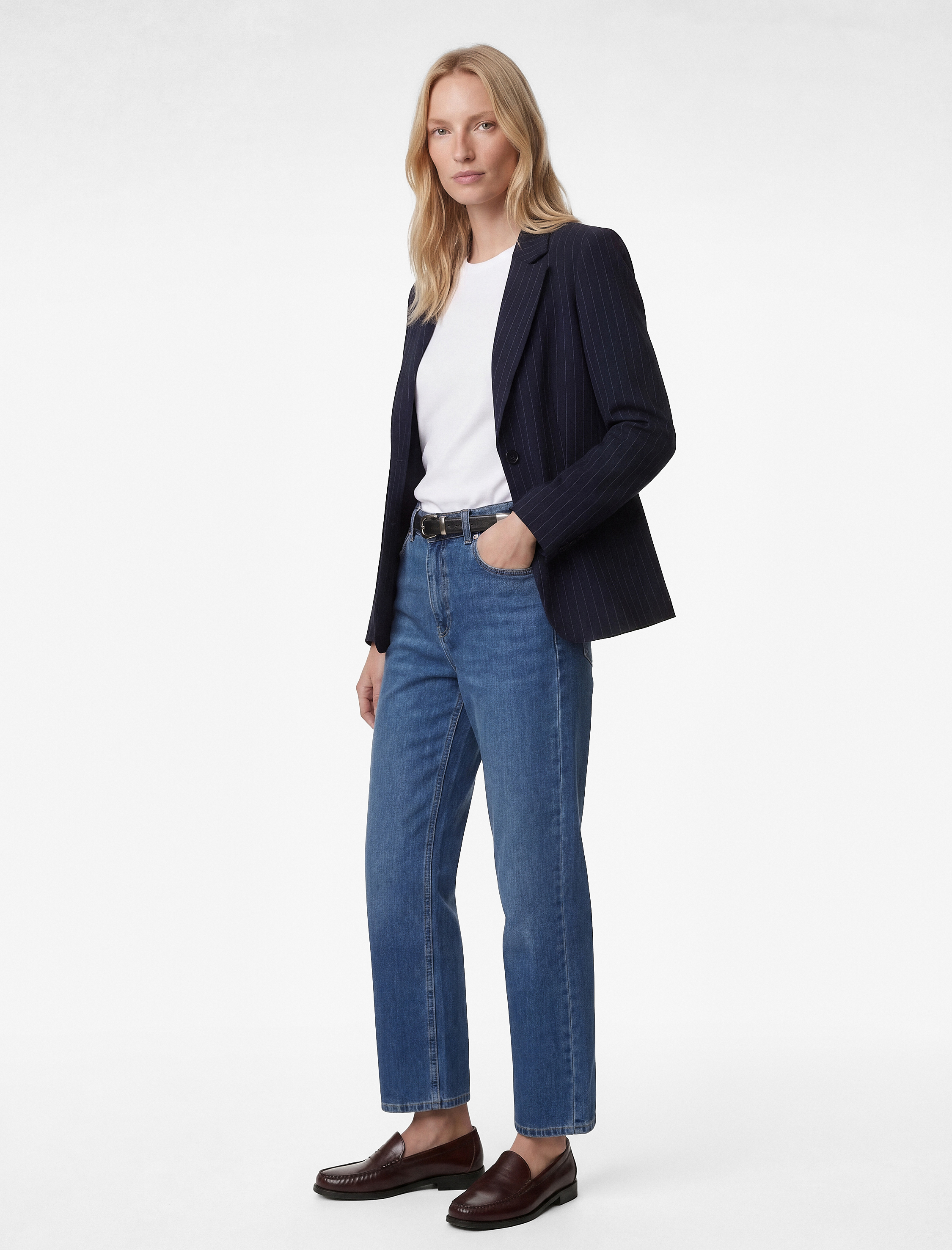   Pamuklu Normal Bel Düğmeli Düz Paça Denim Pantolon - Straight Fit Jean