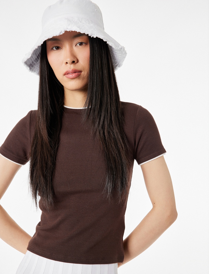 Koton Kadın Slim Fit Kısa Kollu Bisiklet Yaka Modal T-Shirt