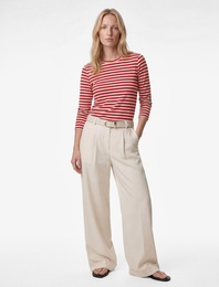 Modal Kumaş Uzun Kollu Bisiklet Yaka Çizgili Tişört