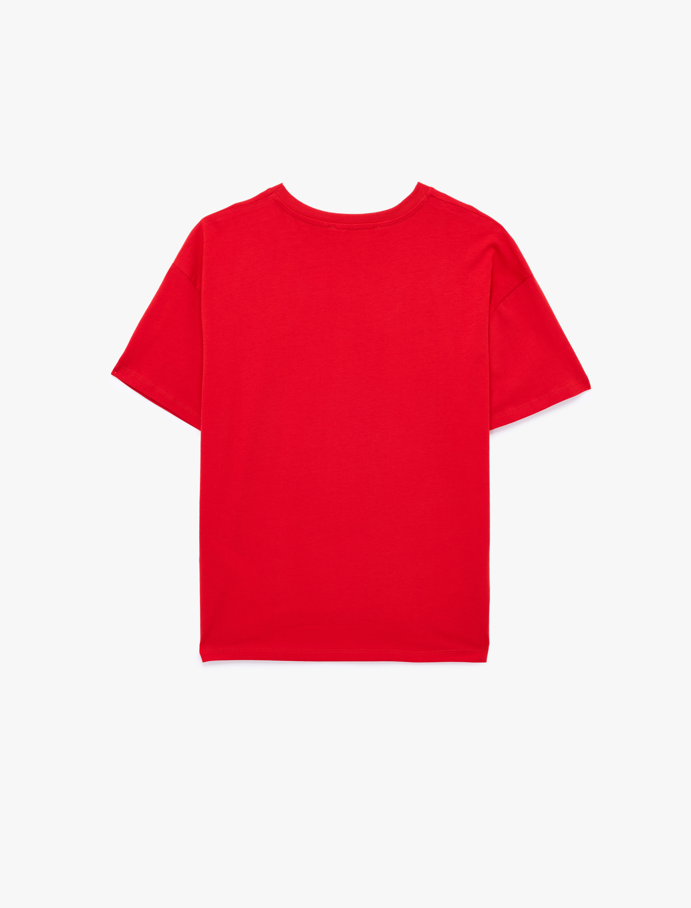   Rahat Kalıp Bisiklet Yaka Kısa Kollu Baskılı Pamuklu Tişört