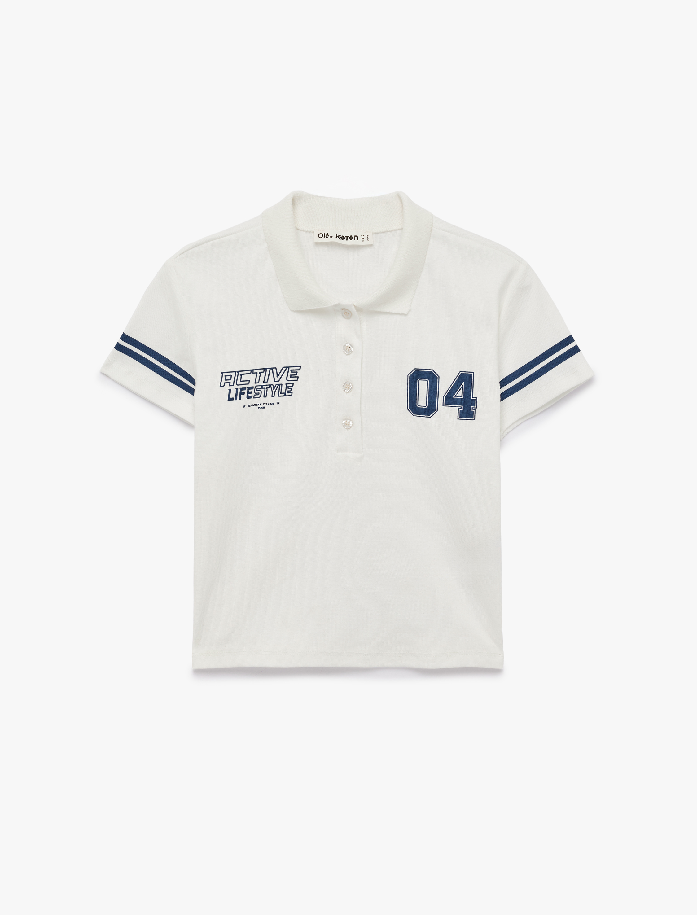   Regular Fit Düğmeli Kısa Kollu Kolej Baskılı Polo Yaka Tişört