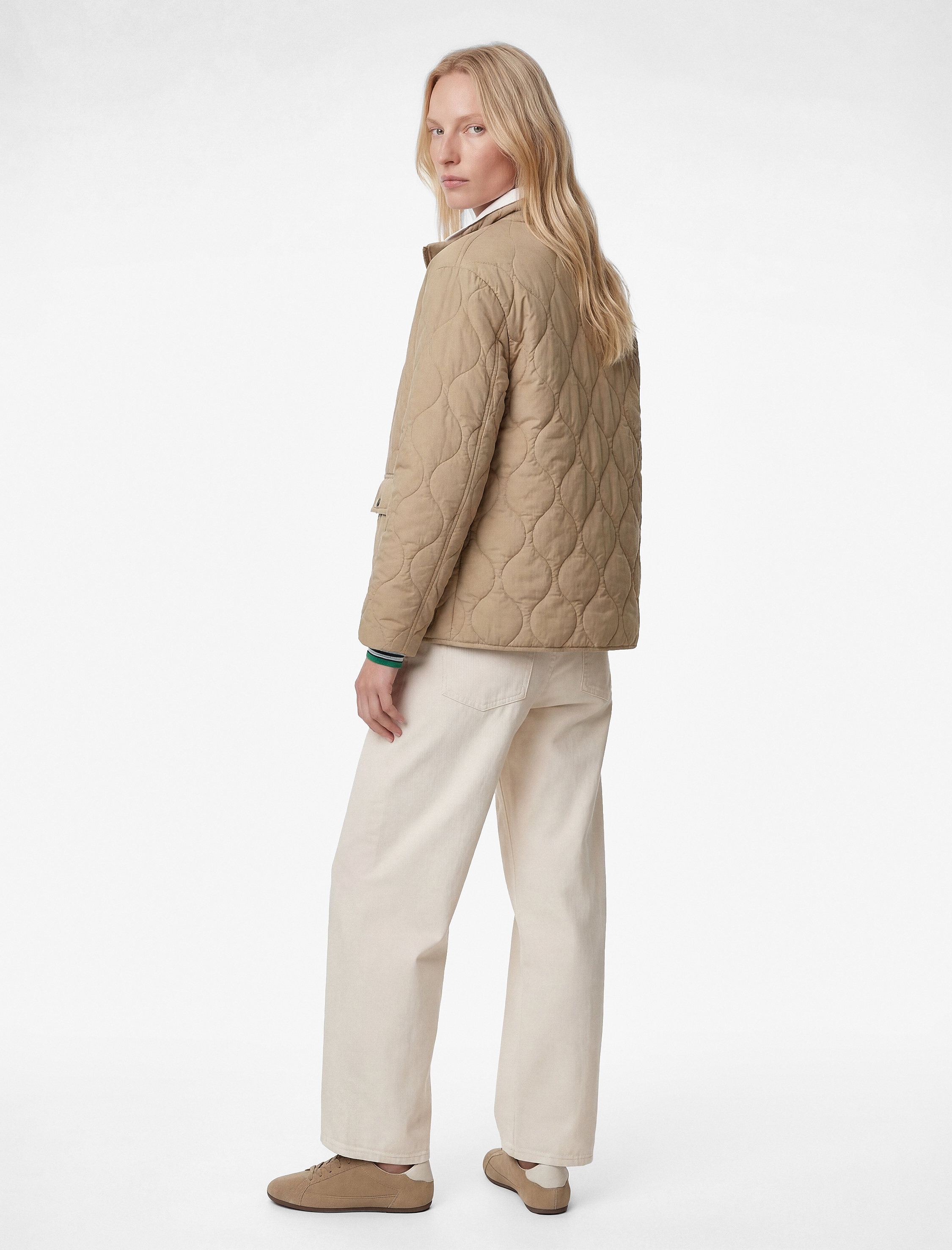   Fermuar Cepli Uzun Kollu Dik Yaka Kapitone Mont