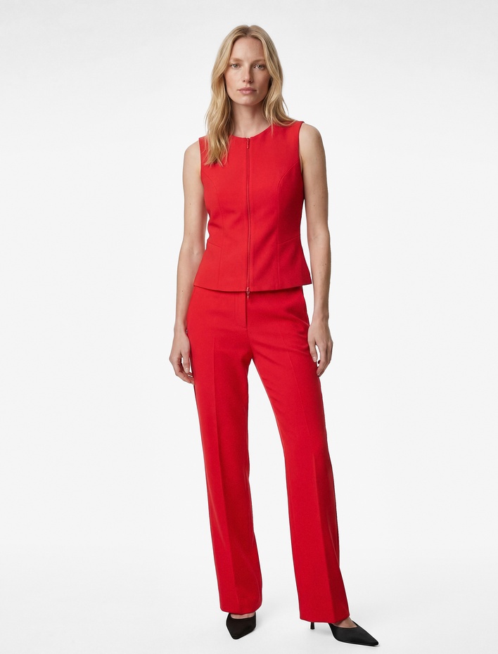  Regular Fit Yüksek Bel Geniş Paça Pantolon