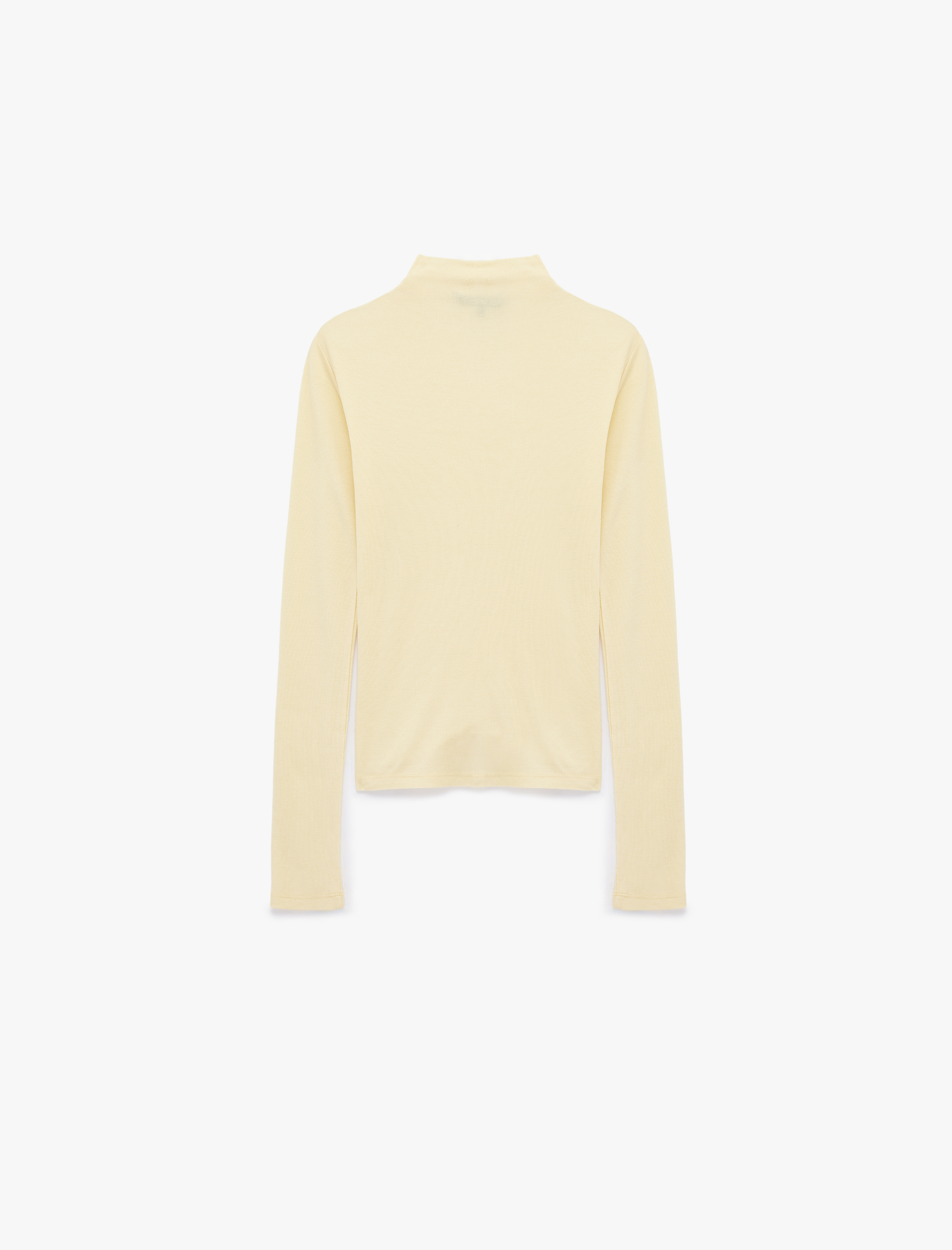 Koyun Yünü Karışımlı Slim Fit Uzun Kollu Dik Yaka Tişört - Görsel 4