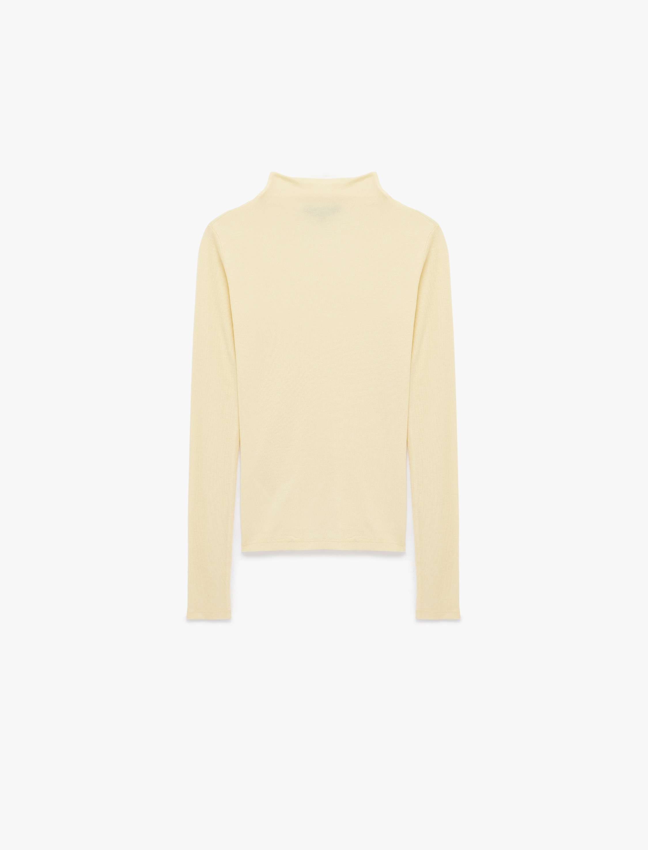 Koyun Yünü Karışımlı Slim Fit Uzun Kollu Dik Yaka Tişört - Görsel 3