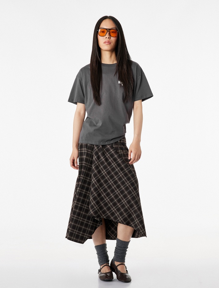  Rahat Kalıp Kısa Kollu Bisiklet Yaka Arkası Baskılı Pamuklu Tişört